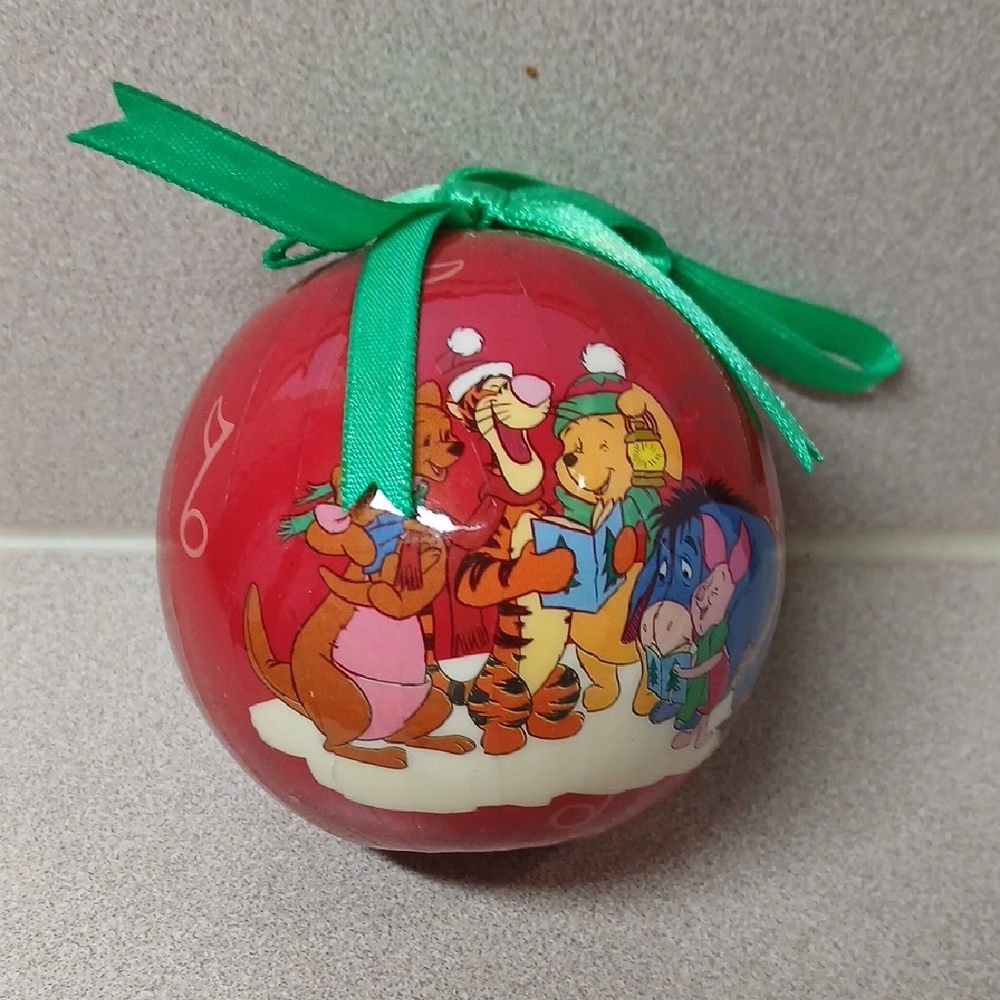 Disney Red Christmas Ball with Winnie the Pooh Characters